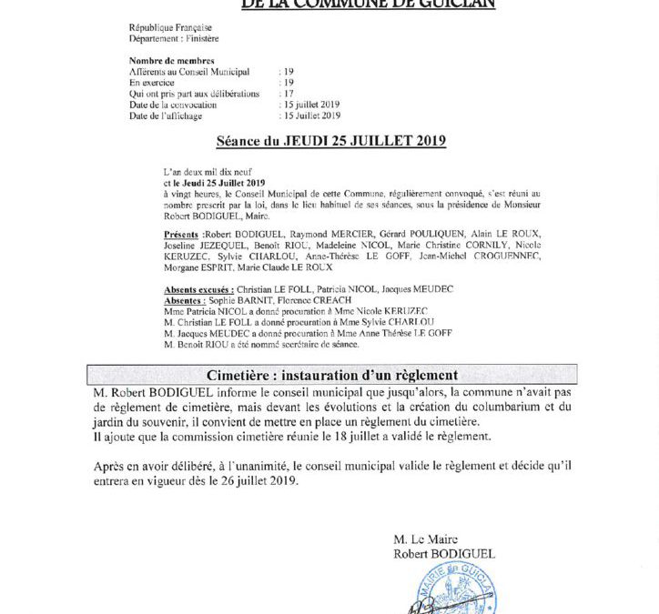 20190805 DELIBERATION APPROUVANT LE REGLEMENT