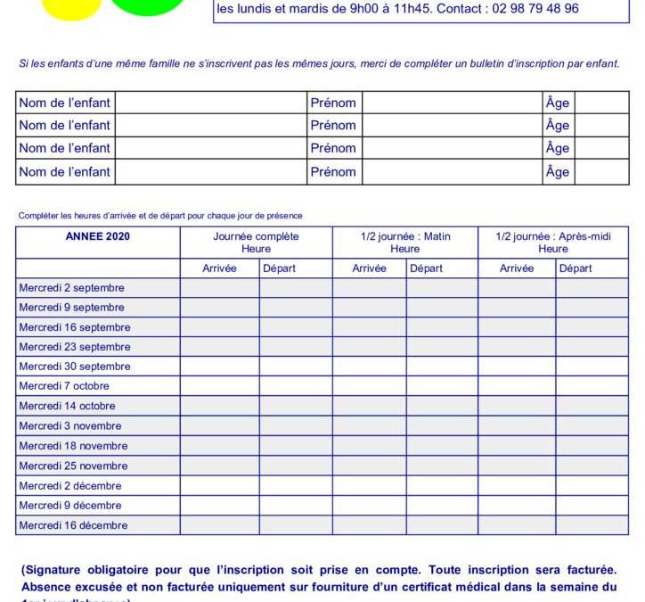 20200721 BULLETIN INSCRIPTIONS MERCREDIS 2020 GRIMOYS