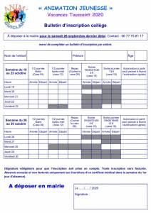 thumbnail of 20200907 BULLETIN INSCRIPTIONS VACANCES TOUSSAINT COLL