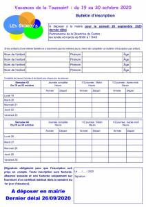 thumbnail of 20200915 BULLETIN INSCRIPTIONS VACANCES TOUSSAINT 2020 GRIMOYS