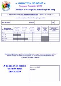 thumbnail of 20201116 BULLETIN INSCRIPTIONS VACANCES NOEL PRIMAIRE