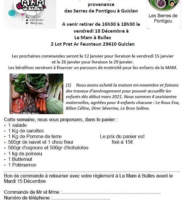 commande de panier pour la mam à bulles