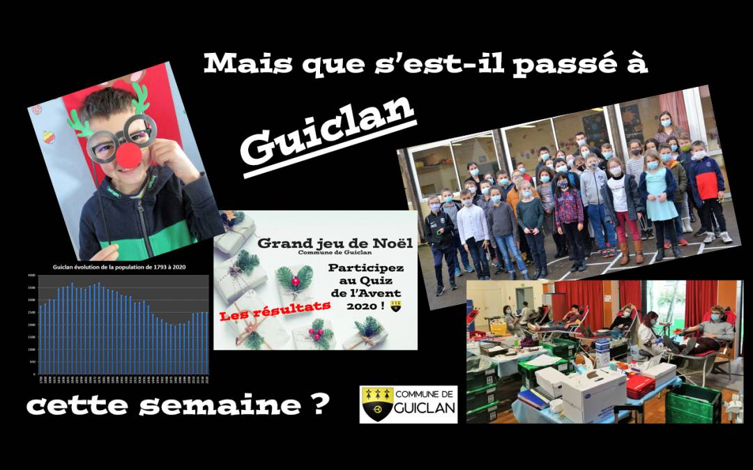 Actus de la semaine du 28 décembre 2020 au 3 janvier 2021