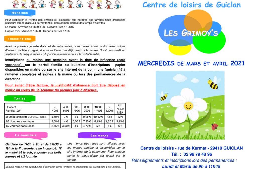 2021 PROG CLSH MERCREDIS MARS AVRIL