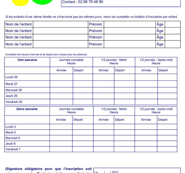 20210318 BULLETIN INSCRIPTIONS VACANCES PRINTEMPS 2021 GRIMOYS