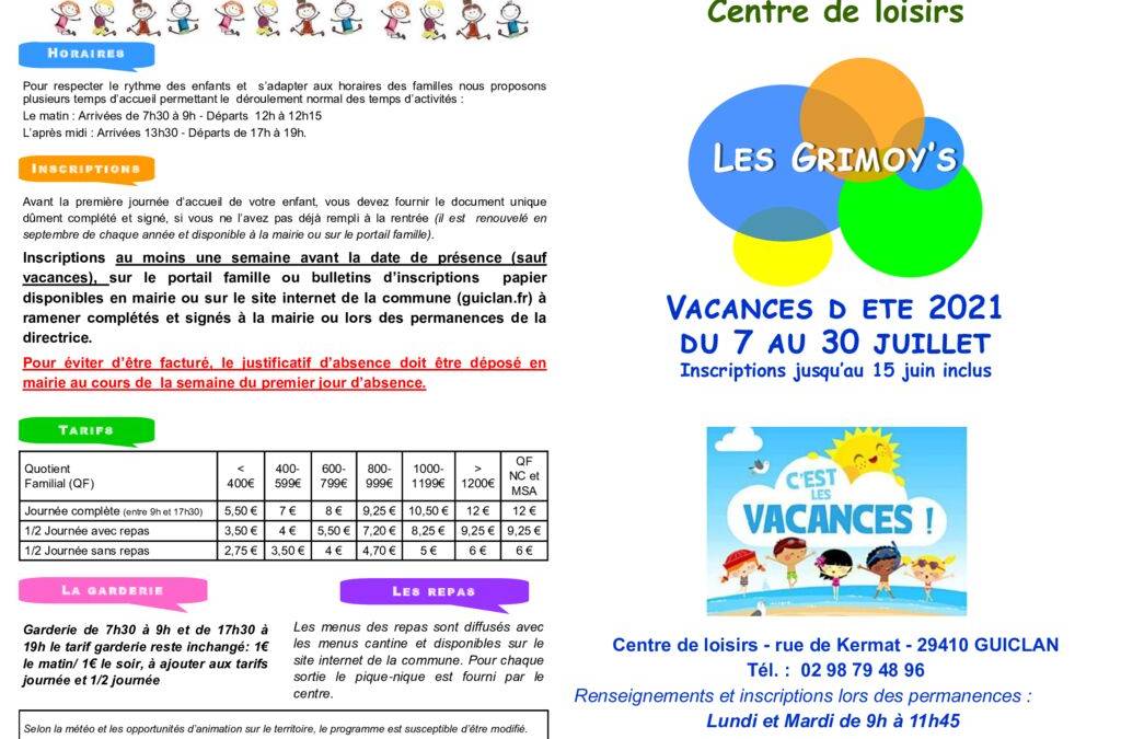 2021 PROG CLSH VACANCES JUILLET