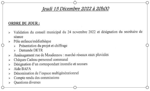 Sommaire réunion CM 15 12 2022