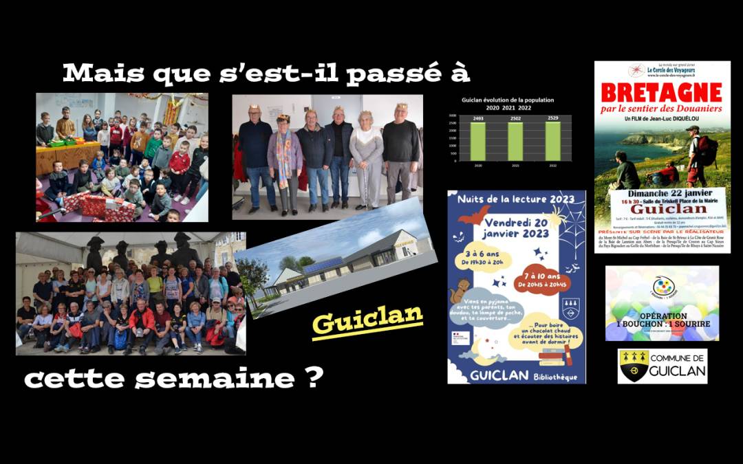 Actus de la semaine du 9 au 15 janvier 2023