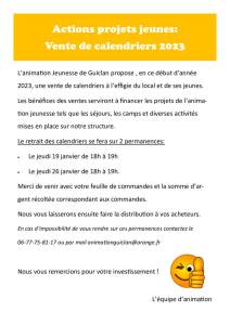 thumbnail of Feuille de commandes Calendrier 2023