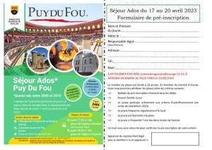 thumbnail of Bulletin d’inscription – Puy du Fou – 17 au 20 avril 2023