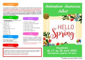 thumbnail of Programme ADOS Printemps 2023