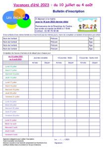 thumbnail of Bulletin d’inscription CLSH Vacances Juillet 2023