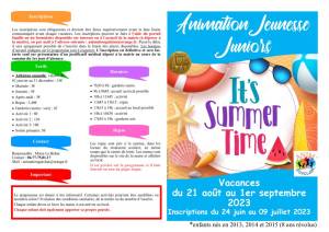 thumbnail of Programme JUNIORS Août 2023