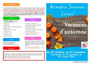thumbnail of Programme JUNIORS Toussaint 2023