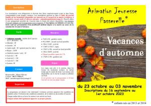 thumbnail of Programme PASSERELLE Toussaint 2023