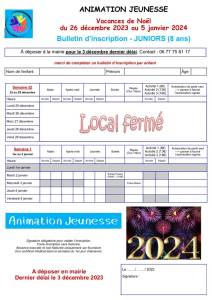 thumbnail of Bulletin Inscription JUNIORS Noël 2023