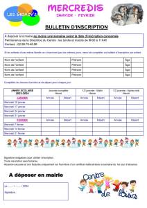 thumbnail of Bulletin inscription CLSH Mercredis Janvier Février 2024