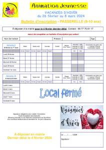 thumbnail of Bulletin Inscription PASSERELLE Hiver 2024