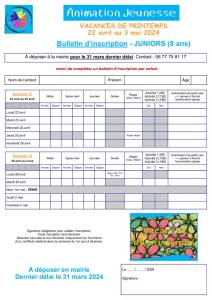 thumbnail of Bulletin Inscription JUNIORS Printemps 2024