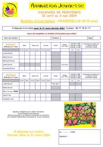 thumbnail of Bulletin Inscription PASSERELLE Printemps 2024