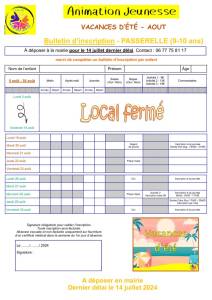 thumbnail of Bulletin Inscription PASSERELLE Août 2024