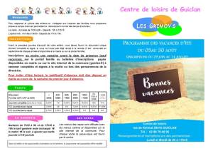 thumbnail of Programme CLSH Vacances Août 2024