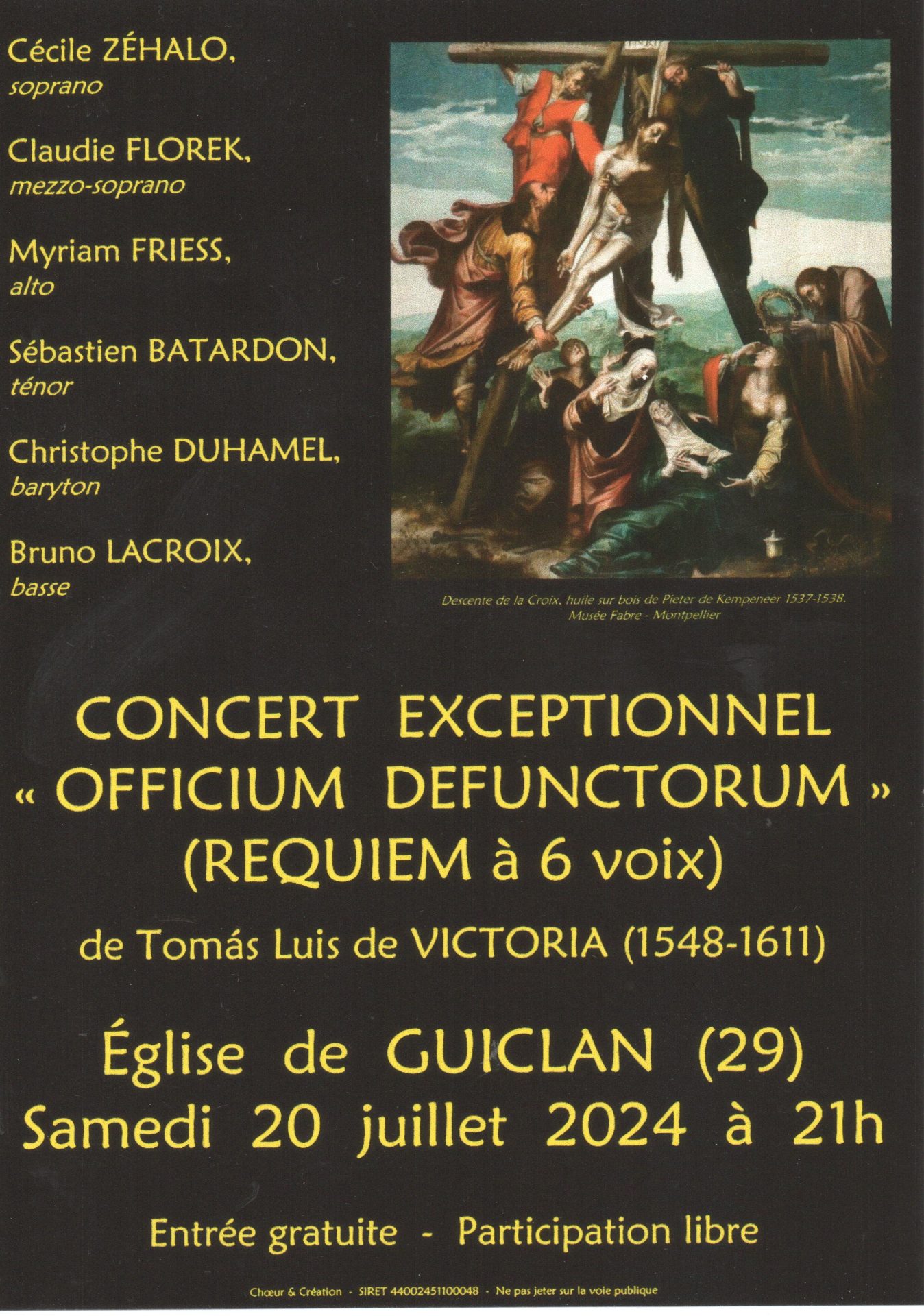 Concert requiem à 6 voix 20 07 à 21h