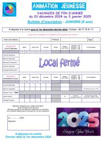 thumbnail of Bulletin Inscription JUNIORS Fin d&rsquo;Année 2024