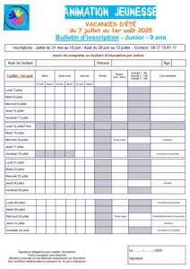 thumbnail of Bulletin Inscription JUNIORS ETE 2025