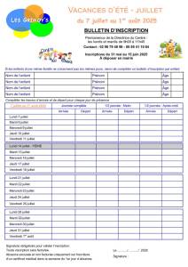 thumbnail of Bulletin inscription CLSH Vacances ETE juillet 2025