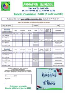 thumbnail of Bulletin Inscription ADOS Vacances Hiver 2026