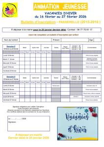 thumbnail of Bulletin Inscription PASSERELLE Vacances Hiver 2026