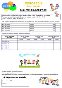 thumbnail of Bulletin inscription CLSH Mercredis juin – juillet 2026