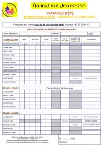 thumbnail of Bulletin Inscription PASSERELLE ETE 2026