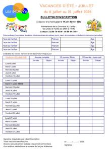 thumbnail of Bulletin inscription CLSH Vacances ETE juillet 2026