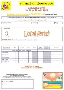 thumbnail of Bulletin Inscription PASSERELLE AOUT 2026